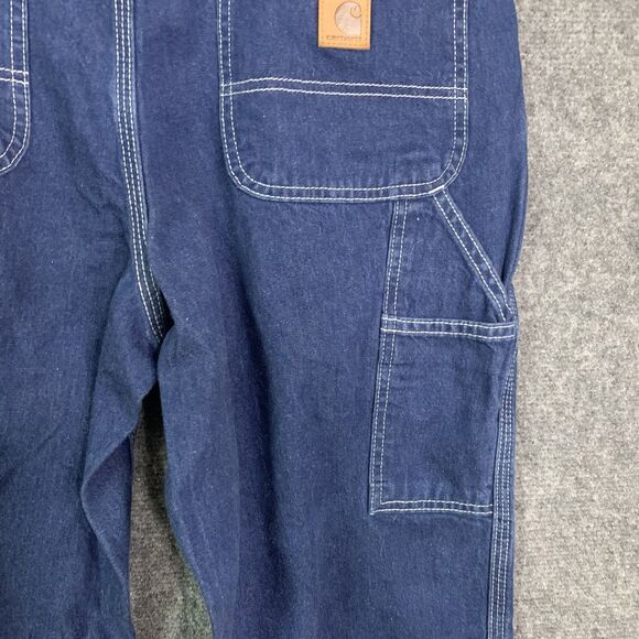 Carhartt Jeans Men 34x30 Dark Wash Carpenter Cotton Dungaree Fit Denim Workwear - Picture 8 of 12